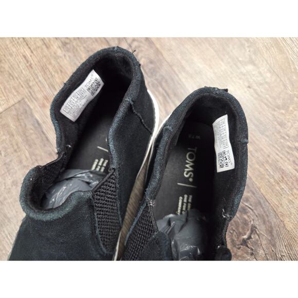 Toms Bryce Black Leather Suede Pull On Rounded Toe Low Top Sneakers Shoes 7.5 - Picture 5 of 9